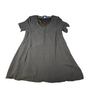 Francesca's Blue rain women's dress black short sleeve V-neck size medium